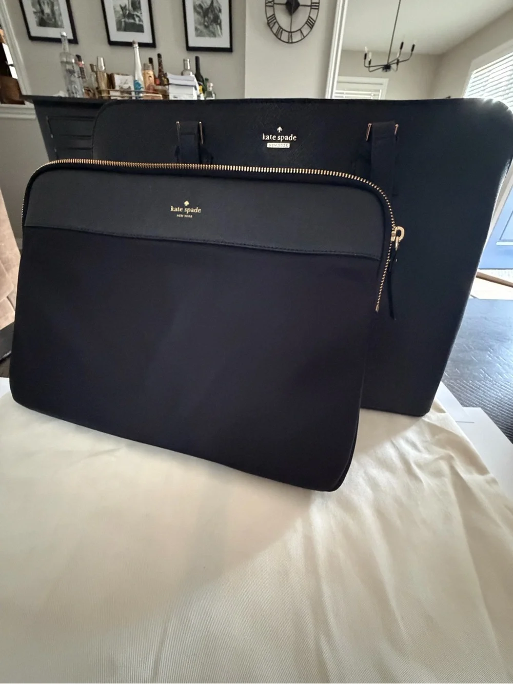Kate Spade Black Saffiano Leather Staci Large Laptop Tote Bag